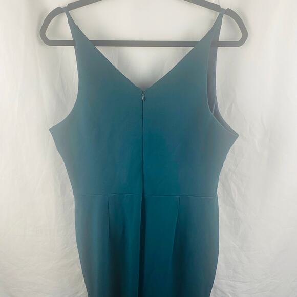 BHLDN Jones Crepe Dark Green V-Neck Maxi Formal Bridesmaid Dress Size 16 - Picture 7 of 11